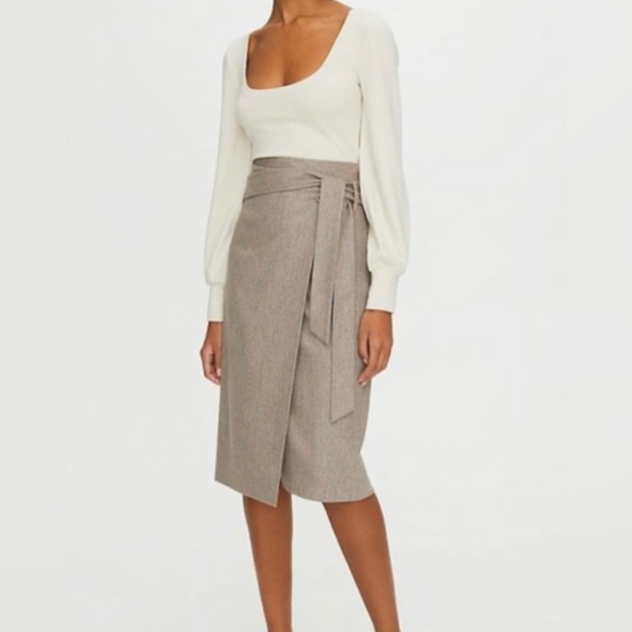 Aritzia Dresses & Skirts - ARITZIA | BABATON | Karl Wool Cashmere Skirt Wrap tie Tan Beige - size 6